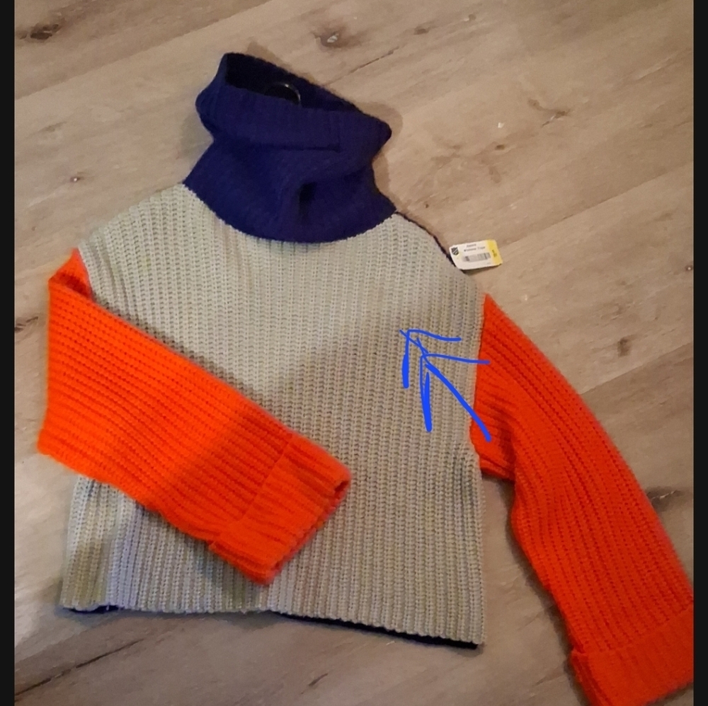 Colorblock Sweater with Orange, Gray Abd Blue - Picture 6 of 6